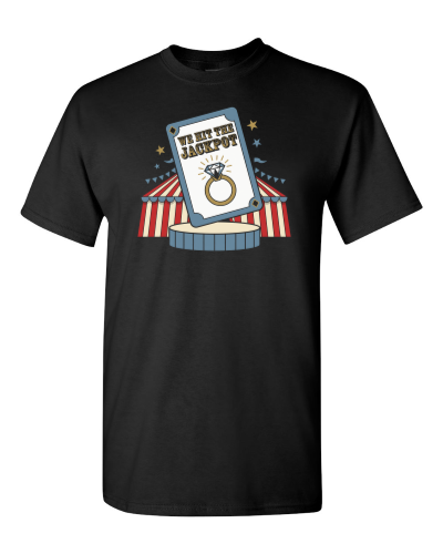 Ace of Diamonds Ring on a black adult tee