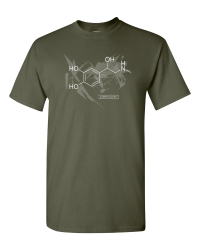 Adrenaline Molecule on a military green adult tee