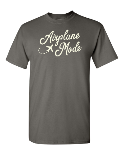 Airplane Mode on a charcoal adult tee