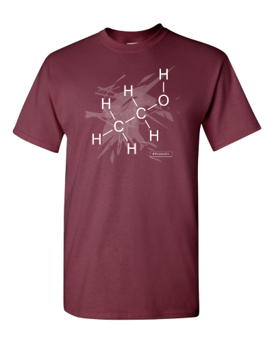 Alcohol (Ethanol) Molecule on a maroon adult tee