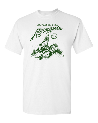 Algonquin Howl With the Wolves on a white adult tee