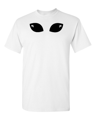 Alien Eyes on a white adult tee