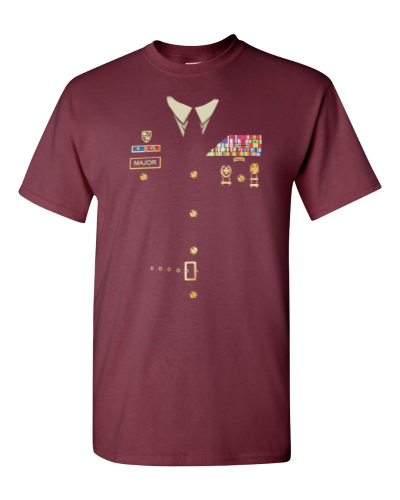 Army Soldier Costume on a maroon adult tee