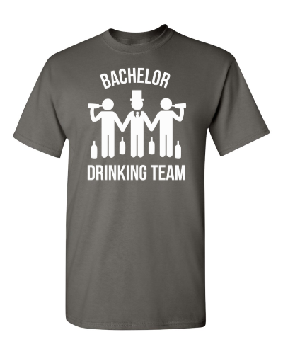 Bachelor Drinking Team on a charcoal adult tee