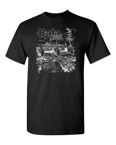 Bala Falls on a black adult tee