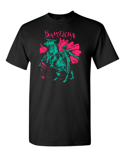Barcelona on a black adult tee