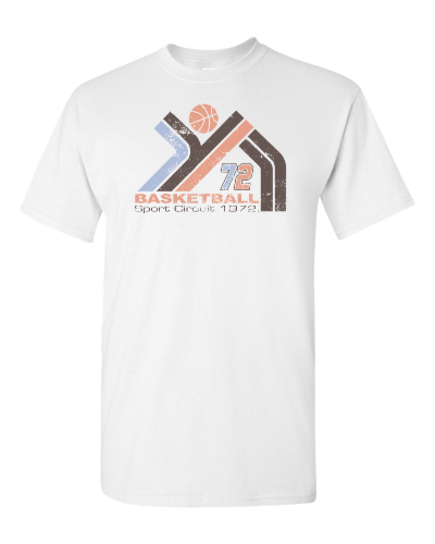 Basketball Circuit 72 on a white adult tee