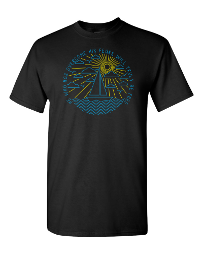 Be Free Sailboat on a black adult tee