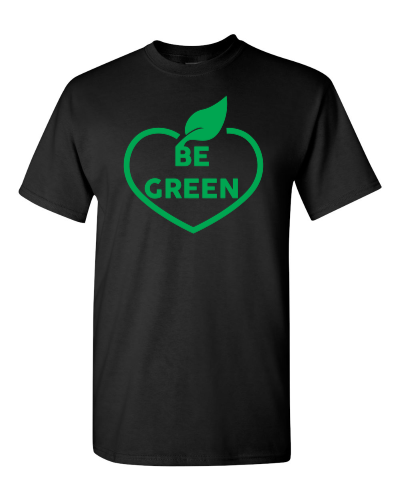 Be Green on a black adult tee
