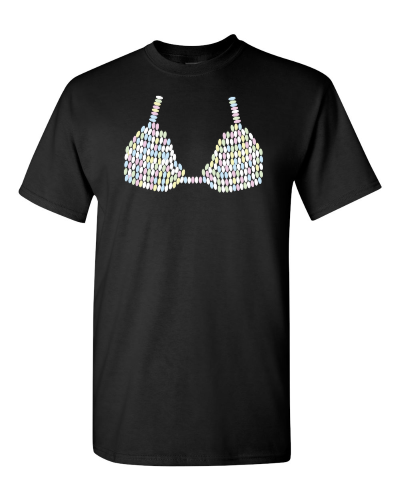 Beaded Bra on a black adult tee