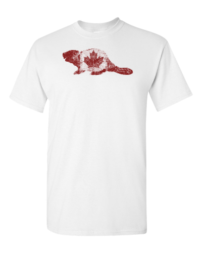 Beaver Flag on a white adult tee