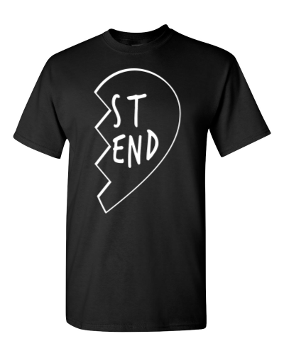 Best Friend Heart Right on a black adult tee