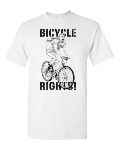 Bicycle Rights on a white adult tee