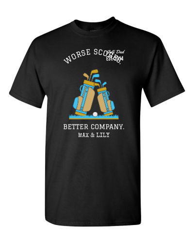 Big Bag, Little Bag on a black adult tee