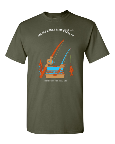 Bigger Every Time on a military green adult tee