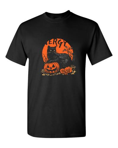 Black Cat Energy on a black adult tee