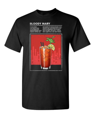 Bloody Mary Cocktail on a black adult tee