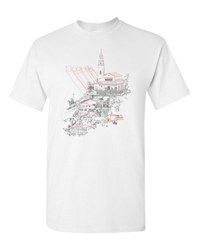 Bogotá on a white adult tee