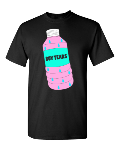 Boy Tears on a black adult tee