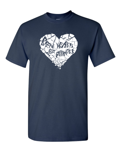 Break Hearts Not Promises on a navy adult tee