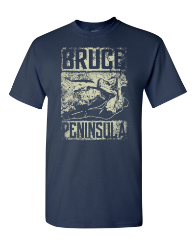 Bruce Peninsula on a navy adult tee