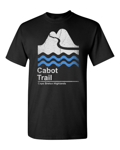 Cabot Trail Cape Breton Highlands on a black adult tee