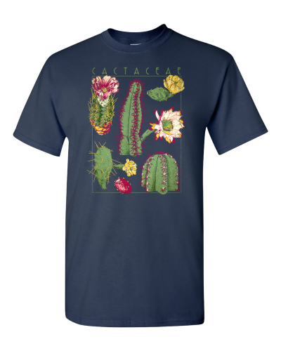 Cactus Botanical on a navy adult tee