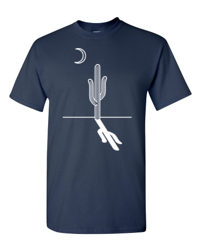 Cactus Shadow on a navy adult tee