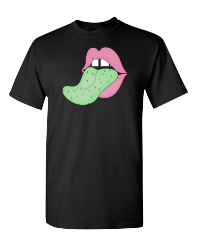 Cactus Tongue on a black adult tee