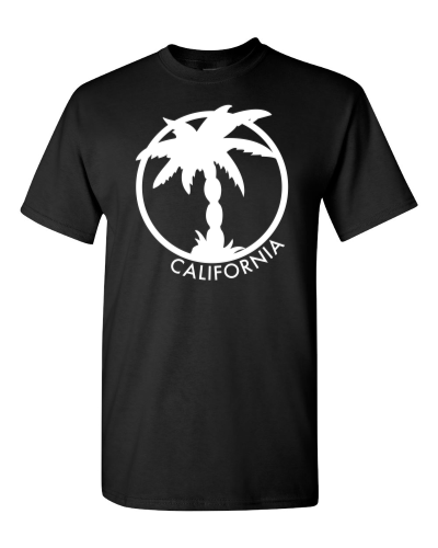 California Palm on a black adult tee
