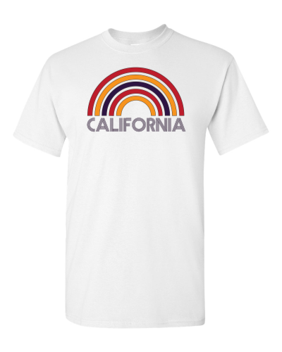 California Rainbow Arch on a white adult tee