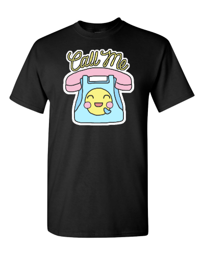 Call Me on a black adult tee