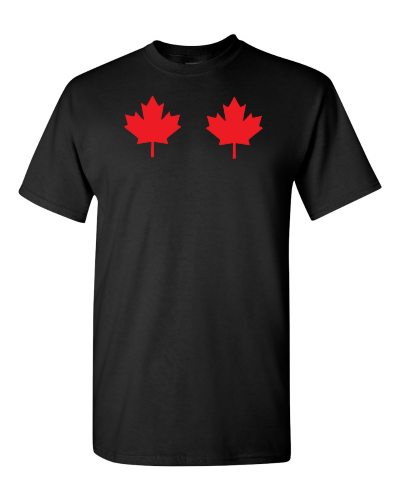 Canada Day Maple Leaves on a black adult tee