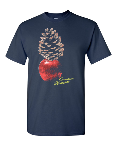 Canadian Pineapple on a navy adult tee