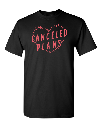 Canceled Plans on a black adult tee