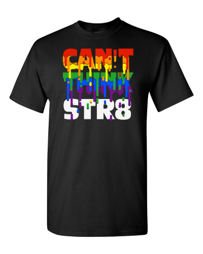 Can't Think Straight on a black adult tee