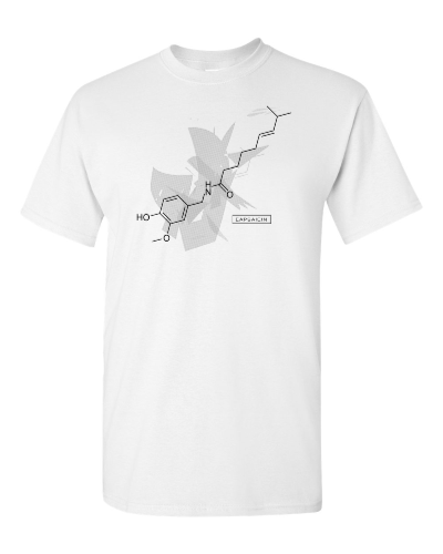 Capsaicin Molecule on a white adult tee