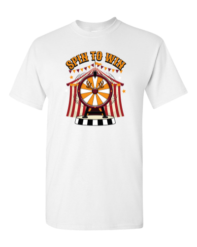 Carnival Prize Wheel on a white adult tee