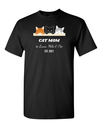 Cats Over The Title on a black adult tee