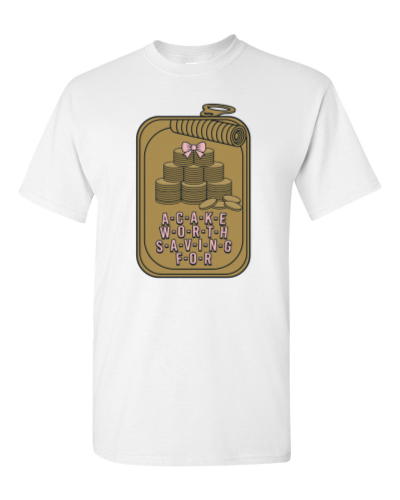 Coin Stack Wedding Cake on a white adult tee
