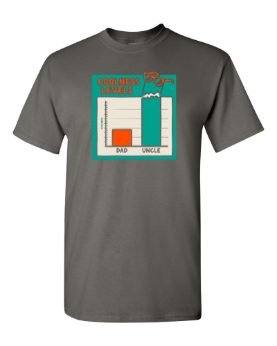 Coolness Levels Chart on a charcoal adult tee