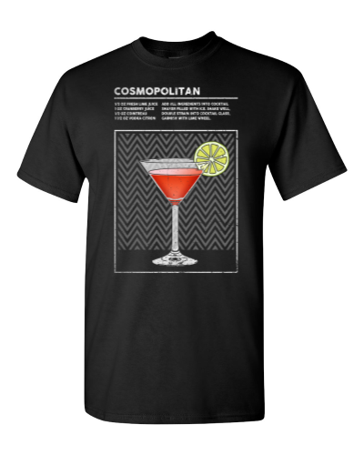 Cosmopolitan Cocktail on a black adult tee