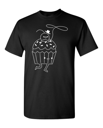 Cupcake Cowboy on a black adult tee