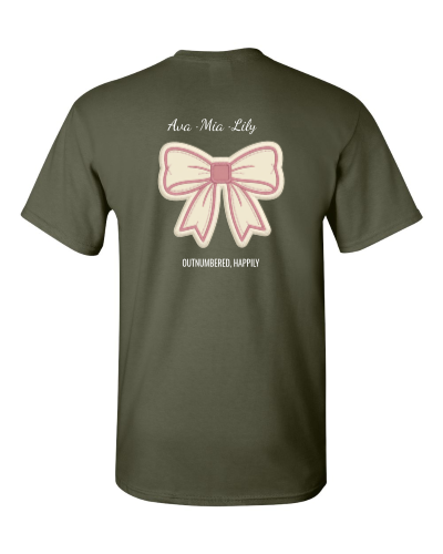 Daughters' Dad Script Chest Hit on a military green adult tee