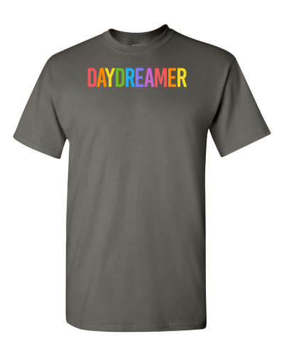 Daydreamer on a charcoal adult tee