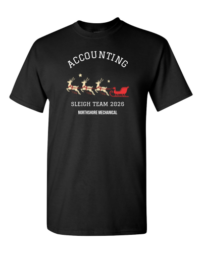 Department Sleigh Team on a black adult tee