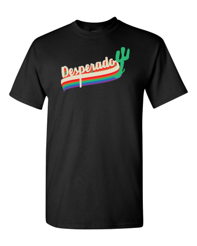 Desperado on a black adult tee