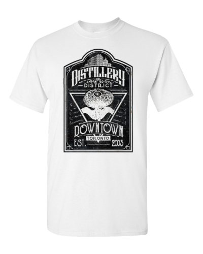 Distillery District Toronto on a white adult tee