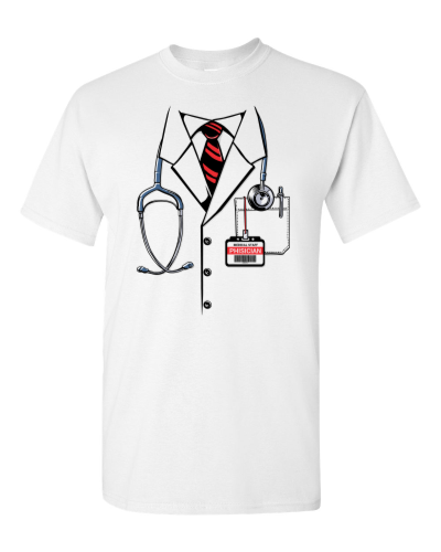 Doctor Costume on a white adult tee