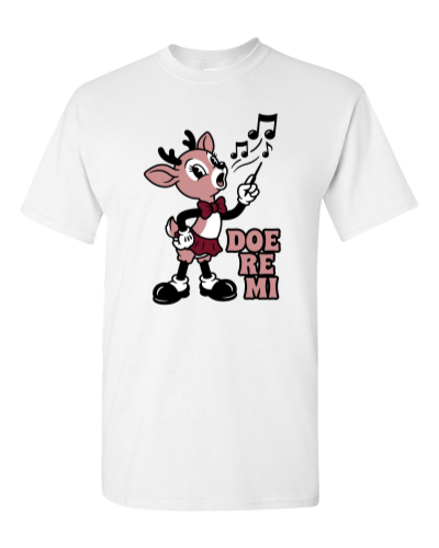 Doe Re Mi Singer on a white adult tee